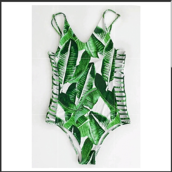 Banana Leaves Design One-Piece Bikini - Picture 2 of 5
